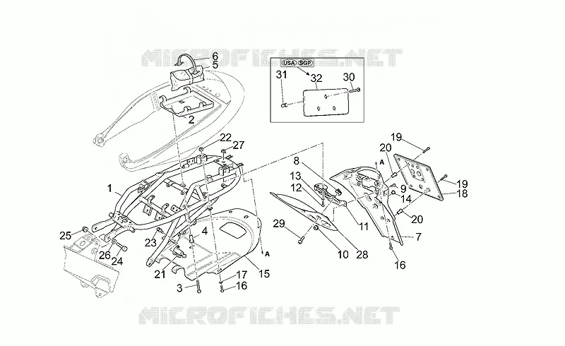 Rear frame-Number plate holder