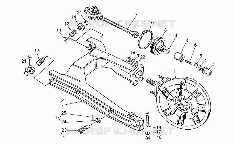 Swing arm-rear wh., spokes