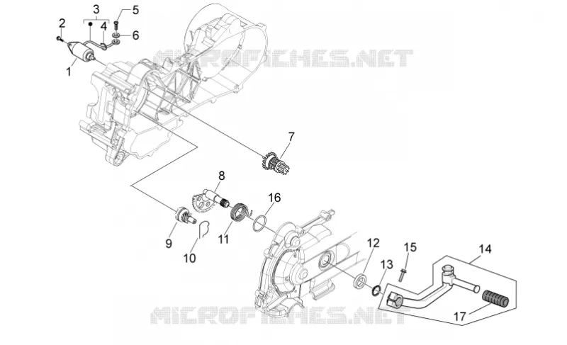 Kick-start gear/starter motor