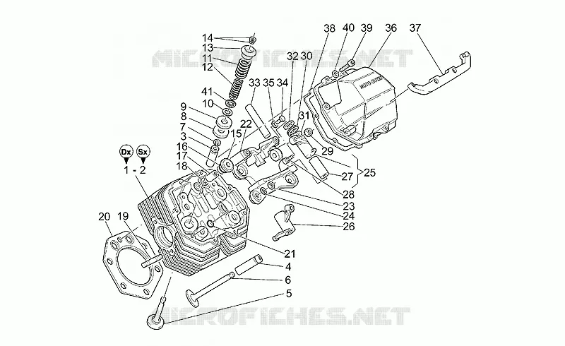 Cylinder head and valves